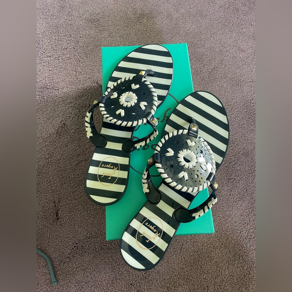Jack Rogers Midnight/White Striped sandals